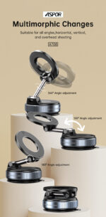 ⁦🧲 حامل جوال مغناطيسي ASPOR A708 بتقنية الشفط الفراغي⁩ - الصورة ⁦2⁩