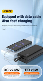 ⁦🔋 باور بانك ASPOR A337 بسعة 30000mAh بخاصية الشحن السريع 22.5 واط⁩ - الصورة ⁦5⁩