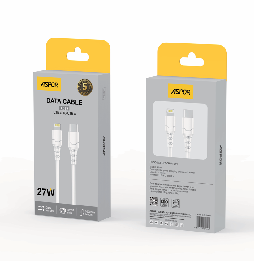 347f154f-4c74-4ef9-8441-a61db0d05927.png ⚡ كابل بيانات ASPOR A099 – أداء موثوق وشحن سريع 27W! - الصورة 1