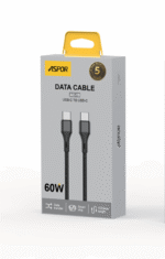 ⁦🔌 كيبل شحن ونقل بيانات ASPOR AC-19 USB-C إلى USB-C – قدرة 60 واط⁩ - الصورة ⁦2⁩