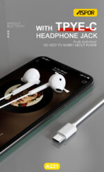 ⁦🎧 سماعة ASPOR A221 السلكية بصوت HiFi ومنفذ Type-C⁩ - الصورة ⁦5⁩