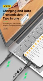 ⁦🔌 كيبل شحن ونقل بيانات ASPOR AC-19 USB-C إلى USB-C – قدرة 60 واط⁩ - الصورة ⁦5⁩