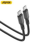 ⁦🔌 كيبل شحن ونقل بيانات ASPOR AC-19 USB-C إلى USB-C – قدرة 60 واط⁩ - الصورة ⁦4⁩